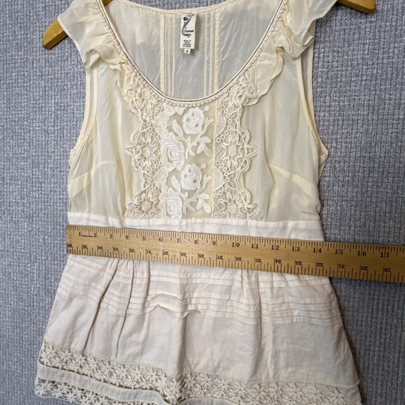 Floreaat Cream Lace Sleeveless Top Sz S Silk Cotton Cottage Coquette Whimsigoth - Picture 7 of 12